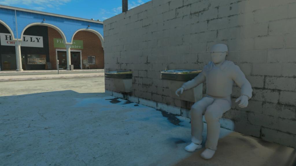 concrete soldier going to the bathroom